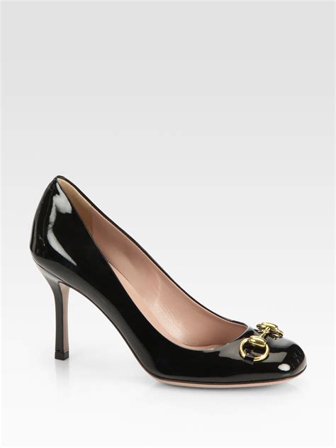 gucci horsebit open toe patent leather shoes|Gucci shoes for women.